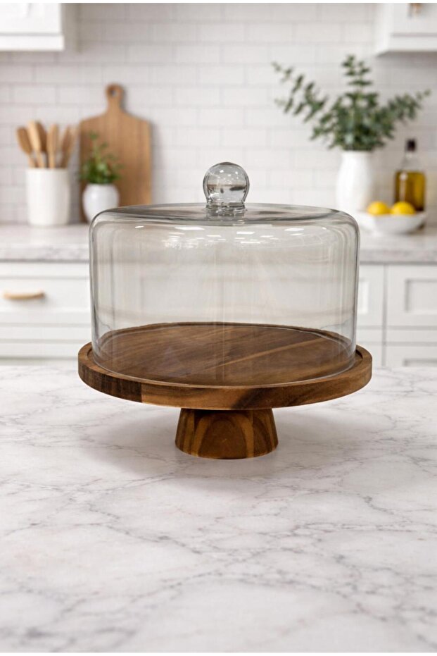 Envy Footed Glass Cake Pan Flat Lid Tkebt Transparent