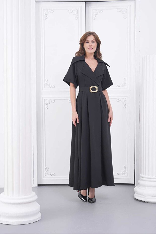 Krep Yakalı Elbise - 3