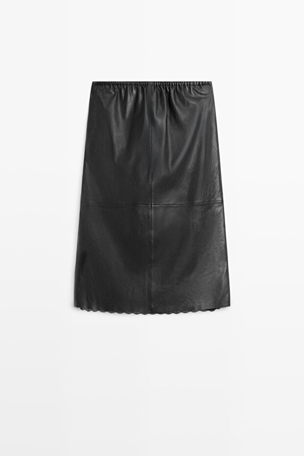 Napa deri midi etek - 4