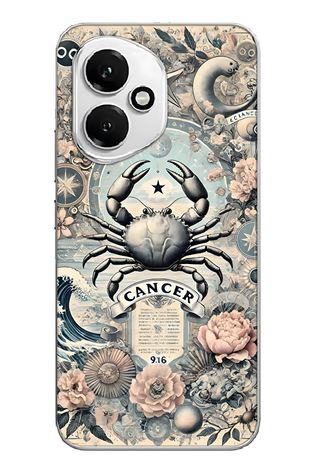 غطاء هاتف شفاف بنمط علامة برج السرطان متوافق مع هونر 400 - 1