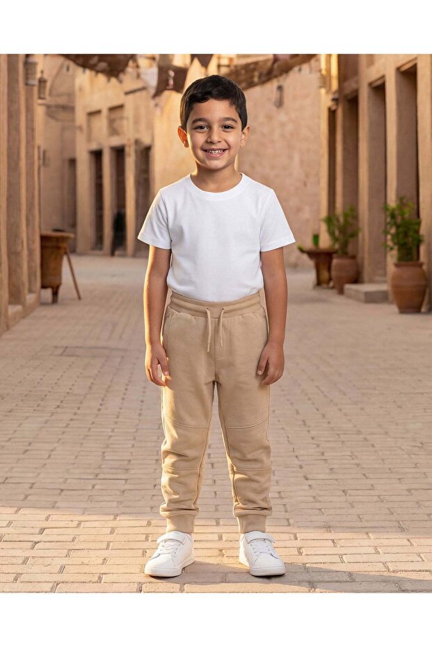 Boys Beige Solid Active Pants - 5