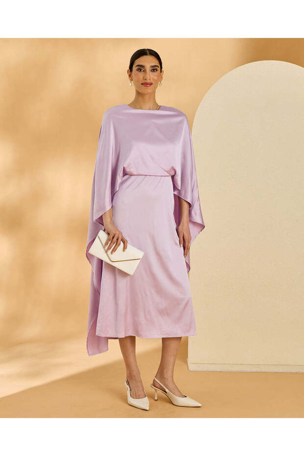 Women Lilac Front Volume Detailed Dress