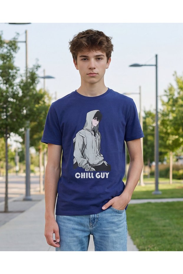 Senior Boys Navy Printed T-shirt