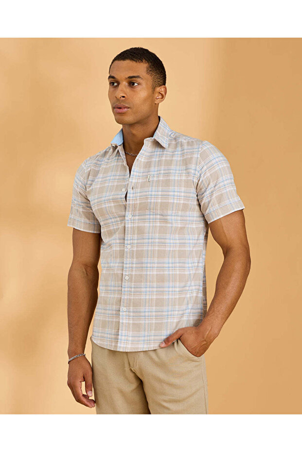 Men Assorted Checkered Short Sleeve Oxford Shirt