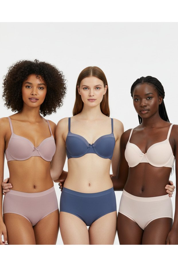 Women's 3-Pack Padded Plunge Bra with Sheen Tape Detail