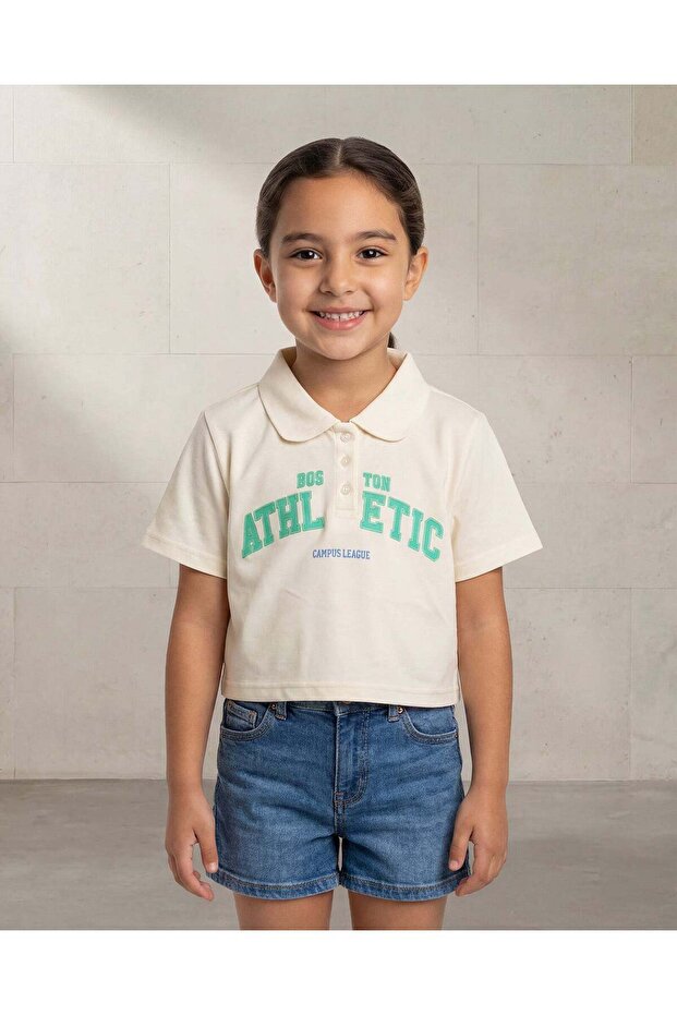 Girls Off-White Printed Polo T-Shirt