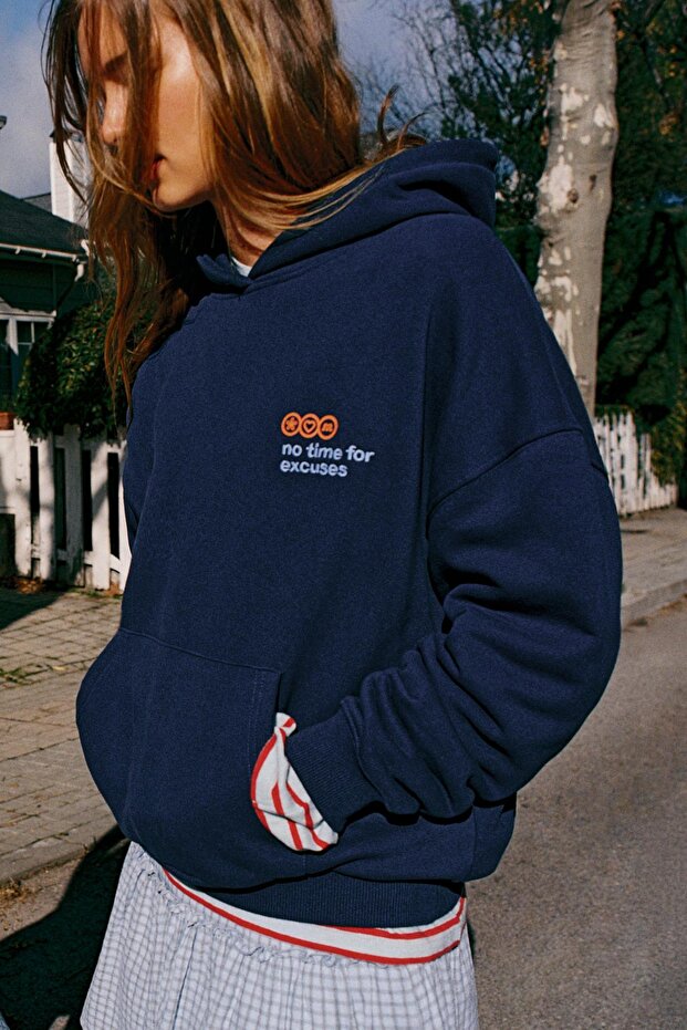 Grafik baskılı bisiklet yaka sweatshirt - 1