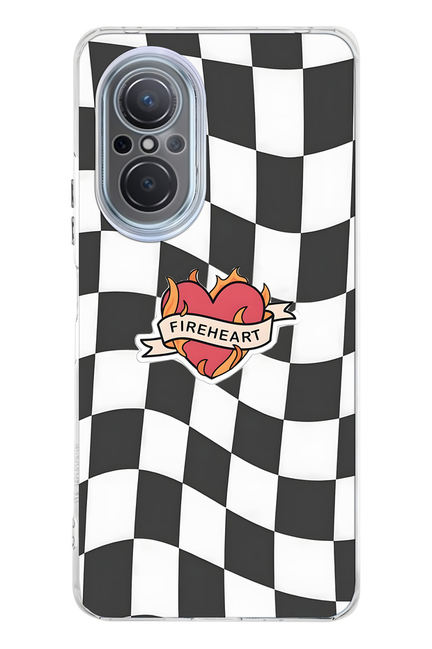 Huawei Nova 9 Se Compatible Fireheart Square Pattern Transparent Phone Case - 1
