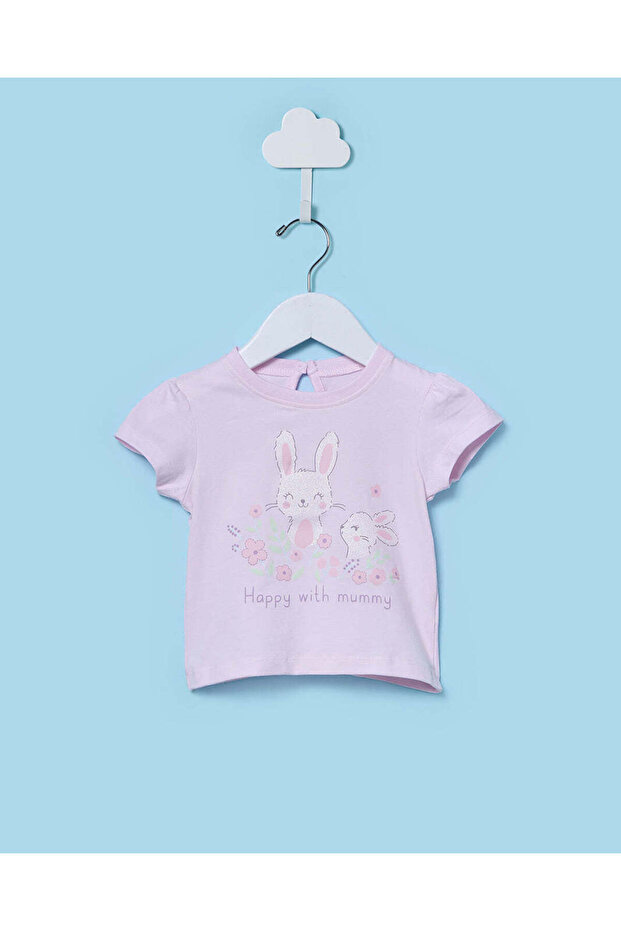 Infant Girls Pink Printed T-Shirt