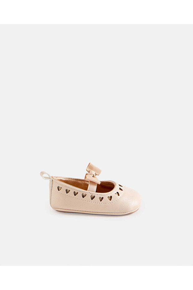 Baby Pink Heart Laser Cut Pram Shoes