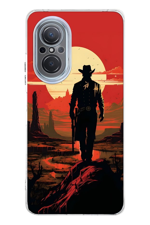 Huawei Nova 9 Se Compatible Cowboy Sunset Pattern Transparent Phone Case
