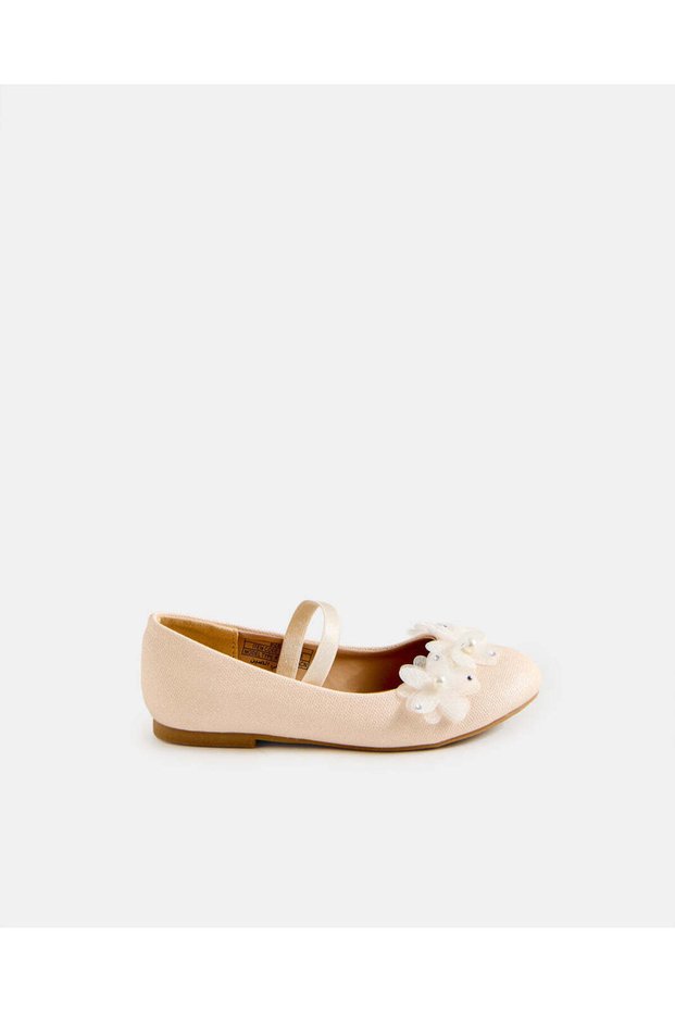 Girls Pale Pink Floral Ballerina Shoes
