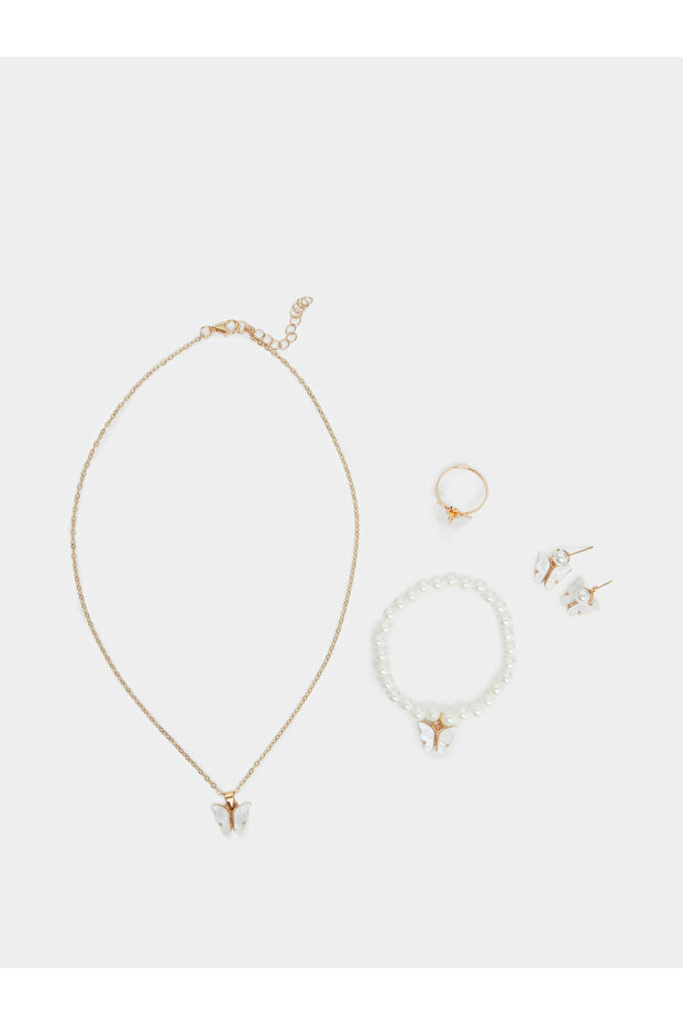 Butterfly Necklace with Bracelet and Ring with Earrings Set