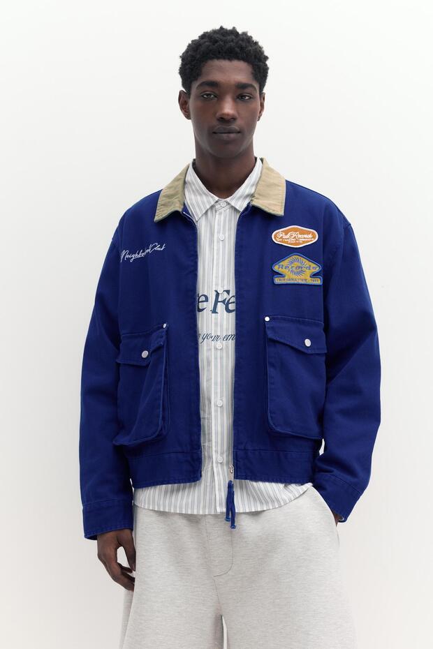 Kombine yakalı yamalı ceket - 2