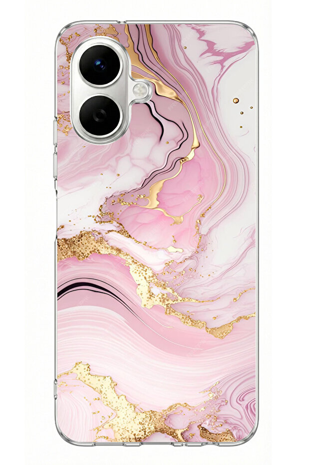 حافظة سيليكون مطبوعة باللون الوردي متوافقة مع هاتف Infinix Smart 10 - 1