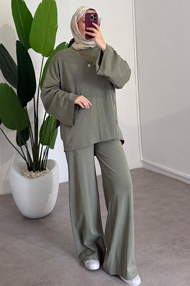 Oversize Basıc Takım - Haki Yeşil - 1
