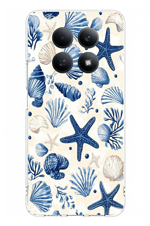 حافظة سيليكون مطبوعة بنمط صدفة البحر الزرقاء ونجمة متوافقة مع هاتف Redmi Note 15 4G - 1