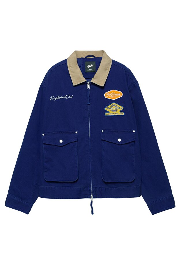 Kombine yakalı yamalı ceket - 4