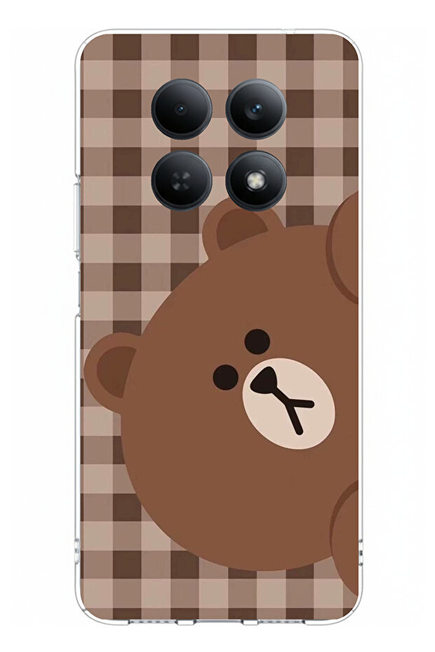 Redmi Note 15 4g Compatible Brown Bear Side Design Printed Silicone Case - 1
