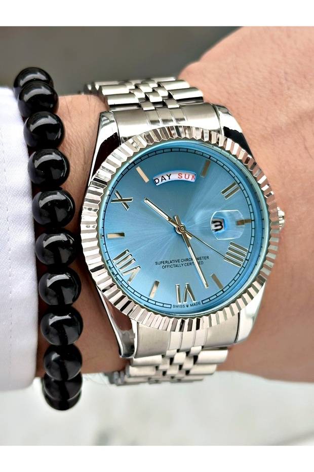 Premium Design Grande Luxury Series Metal Cord Double Calendar Men's Wristwatch-Wristband Gift