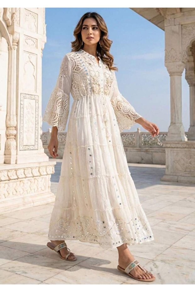 TUNICĂ LUNGĂ MEHAK Albă - 2