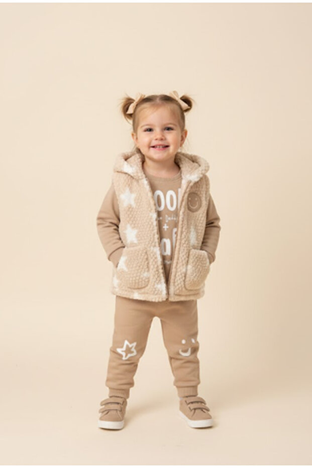 Baby Girl Smiling Face Embroidered 3-Piece Set Mnc-6463