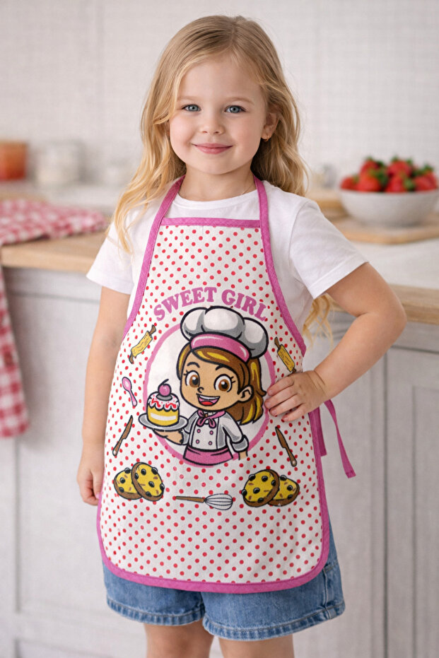 Children's Kitchen Apron for Ages 3-5 35X50 cm – Waterproof, Stain-Resistant, Cotton-Polyester Blend