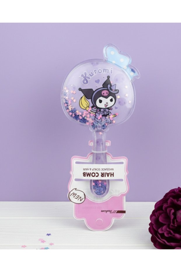 Sanrio Kawaii Kuromi Comb with Glitter Sequins Inside, Mini Comb, Luxury Gift Products