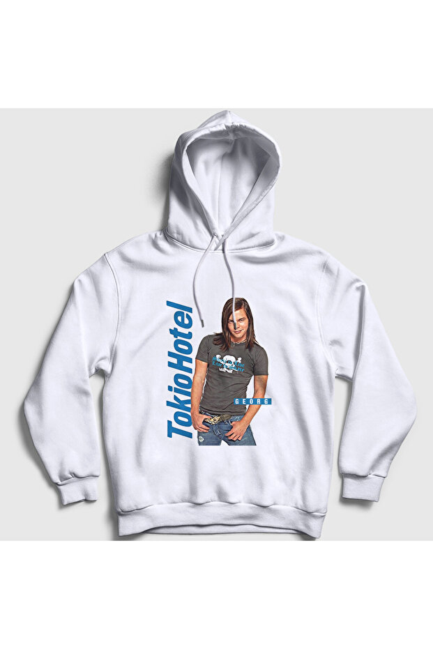 Unisex White Poster Georg Listing Tokio Hotel Hooded Sweatshirt 604090Tt