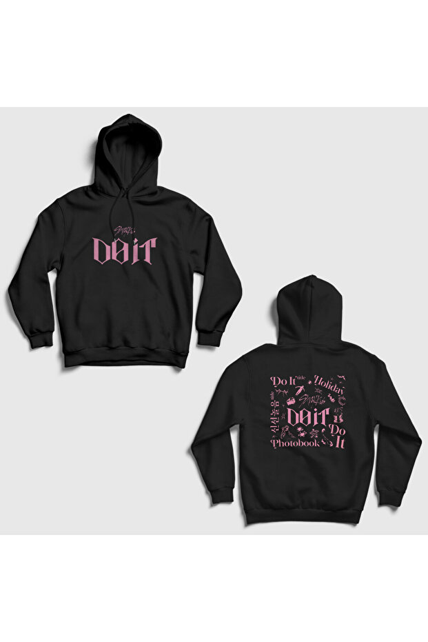 Unisex Black Do It Doit Skz Stray Kids Back Printed Hooded Sweatshirt 602661Tt