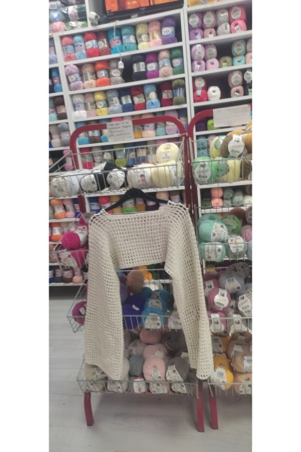 Hand-Knitted Mesh Bolero Sweater