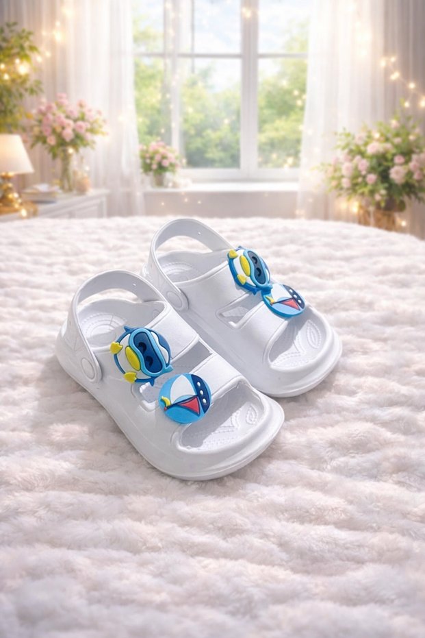 Children's Orthopedic Sole 4-Piece Open-Front Garden Pool Daily Sandals Slippers with Ornamental Gifts