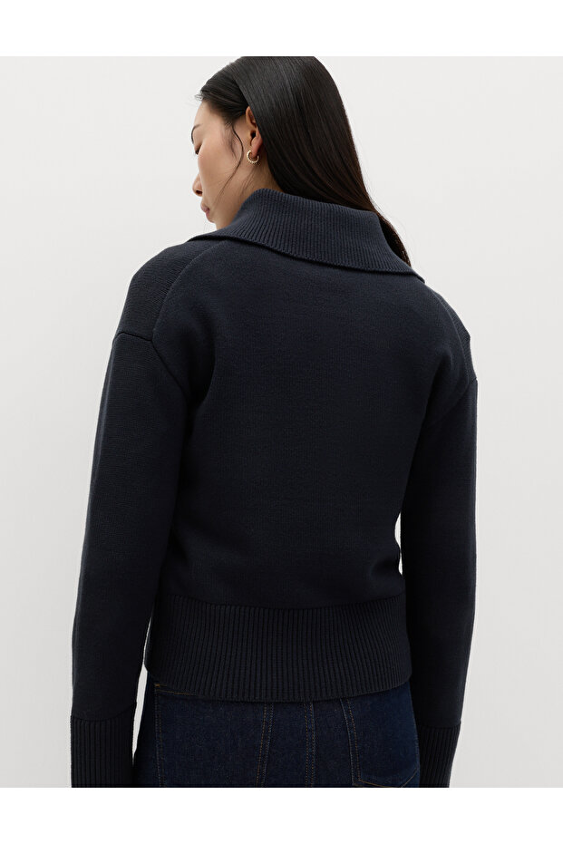 Pamuk Karışımlı Cepli Örme Ceket - 8