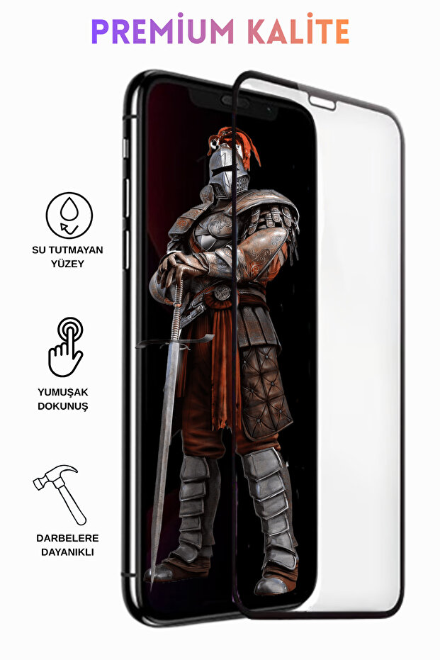 واقي زجاجي فاخر متوافق مع هاتف iPhone 11 Pro Max، غير قابل للكسر، يغطي الزجاج بالكامل - عالي الجودة مع إطار أسود