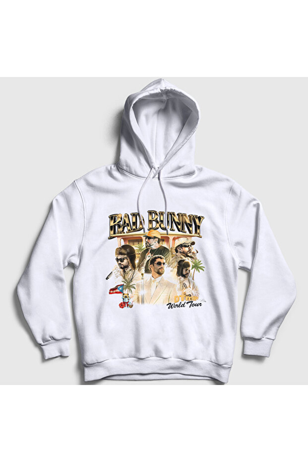 Unisex White World Tour Dtmf Bad Bunny Hooded Sweatshirt 605487Tt
