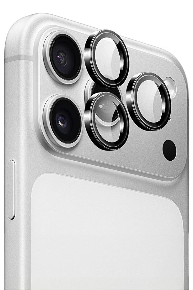 واقي عدسة الكاميرا المتوافق مع iPhone 17 Pro/17 ProMax، زجاج مقسى بإطار معدني - أسود
