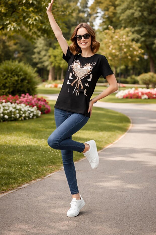 BAĞCIKLI KOVBOY BASKILI TİŞÖRT - 2