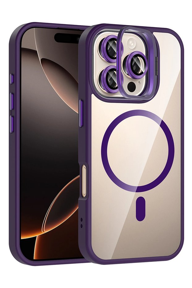 Matrixzn iPhone 16 Pro Cover with Remim Lens and Magsafe Stand - (230530) Deep Purple