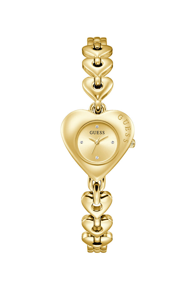 Ladies Yellow Gold Tone Heart Analog Watch