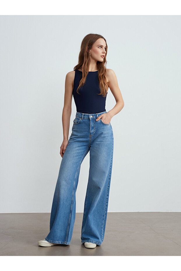 21048 Halter Yaka Top-Lacivert - 4