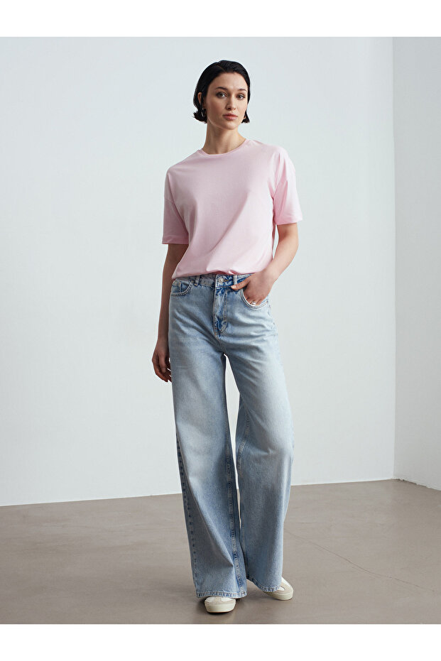 3683 Basic T-Shirt-Toz Pembe - 4