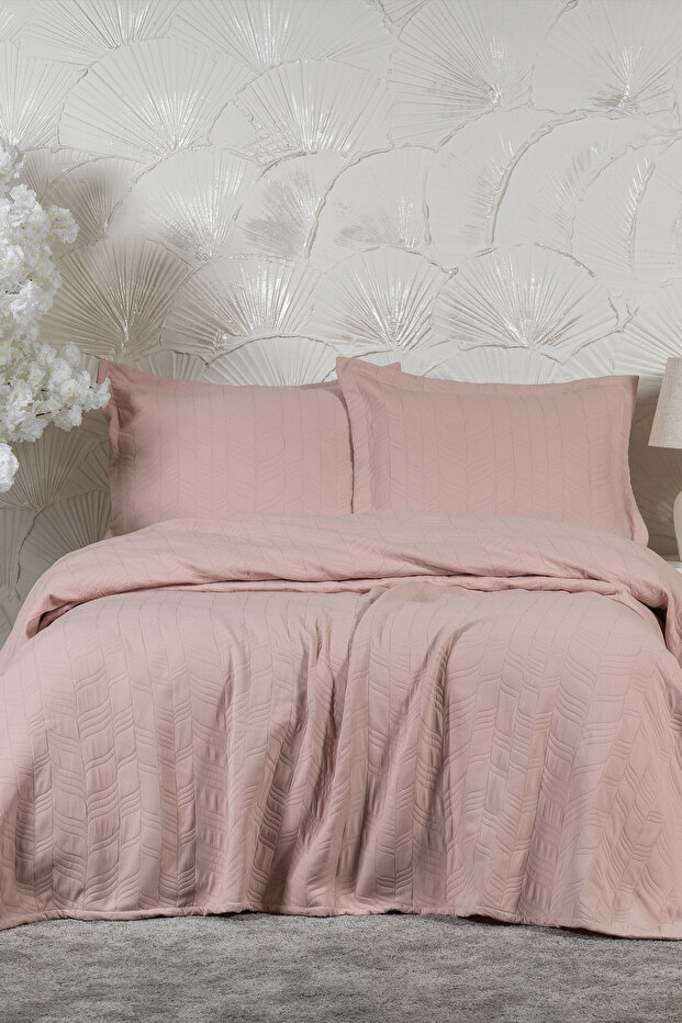 Fashion Bedspread Set Single Size (180X240 cm) Dried Rose
