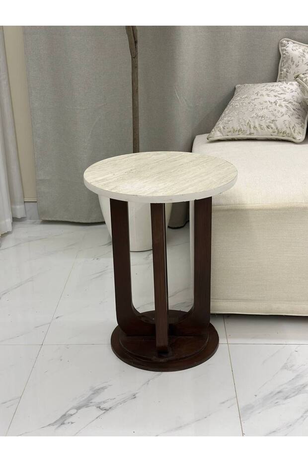 طاولة خدمة مفرد خشب بني - 4