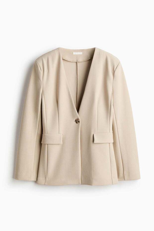 Collarless jersey blazer - 6