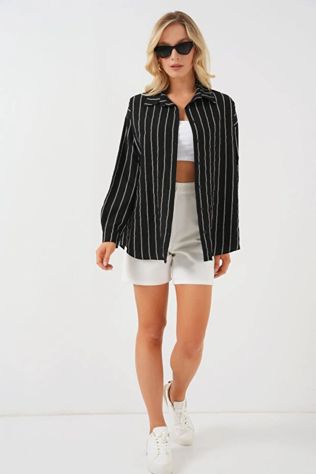 3900 Oversize Long Basic Shirt - C. Black - 2