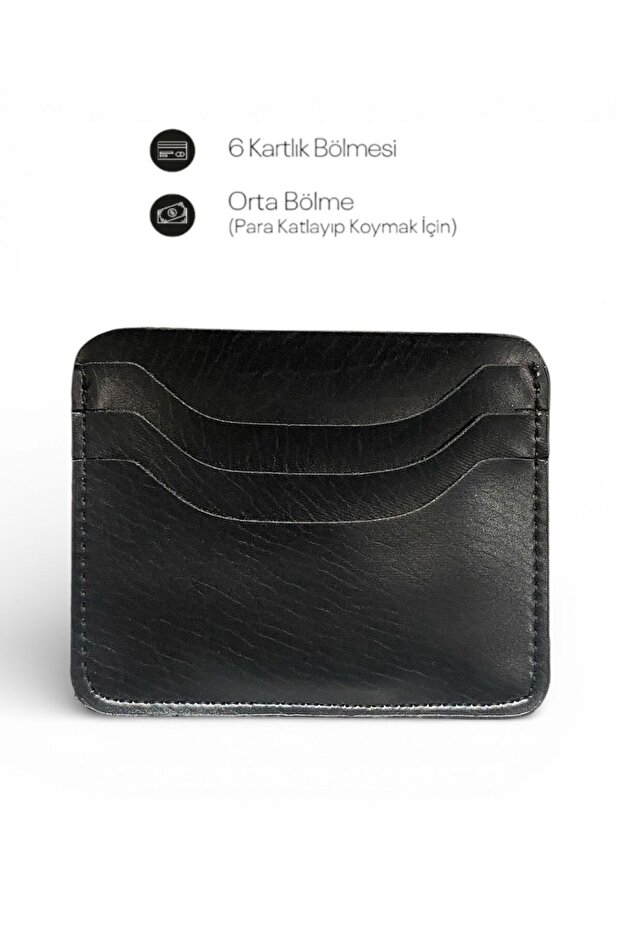 حامل بطاقات أسود أفقي الطراز بتصميم أساسي نحيف للجنسين - 5