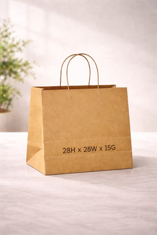Paper Bag Brown -Small (28H x 28W x 15G) – 80 GSM – 250 Bags