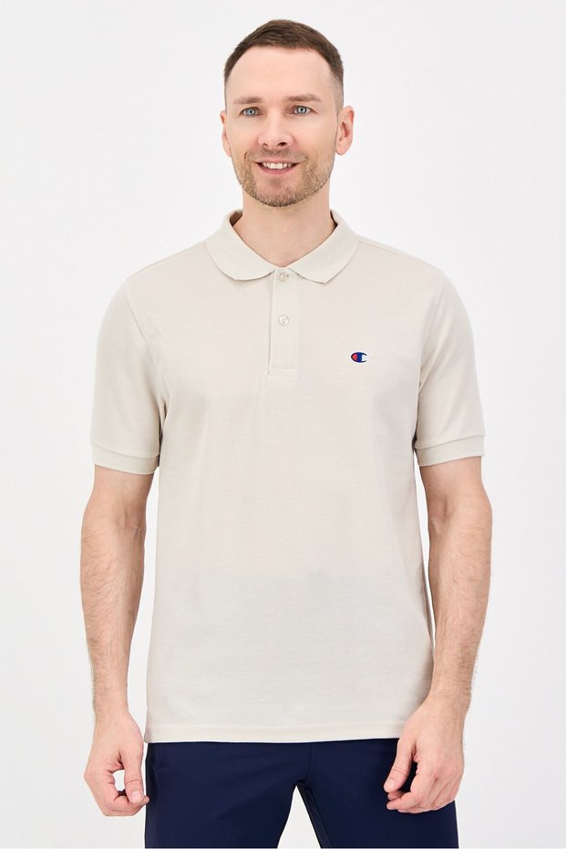 Men Sportswear Fit Short Sleeve Outdoor Polo Shirt, Beige