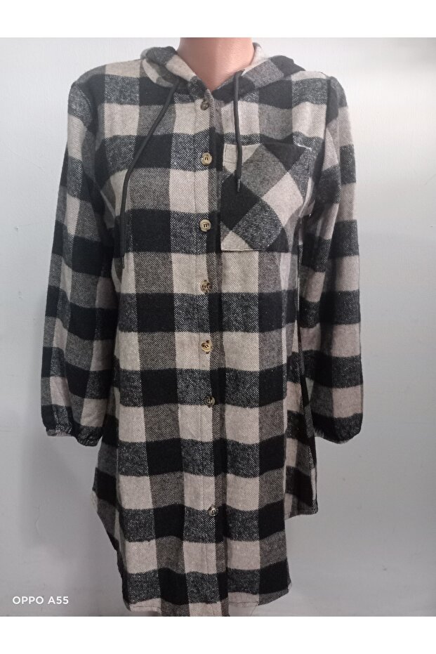 Ekose düğmeli gömlek - 1