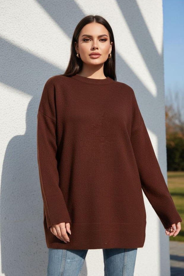 Brown Plus Size Sweater - 1